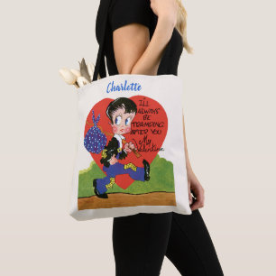 Tote Bag Saint-Valentin Rétro, Cœur de garçon vagabond vint