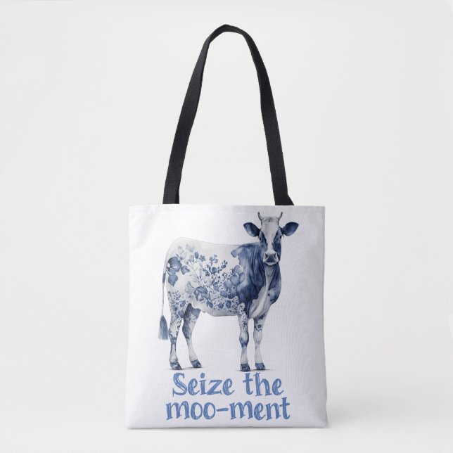 Tote Bag "Saisir la Moo-ment" Monogramme personnalisé (Devant)