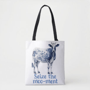 Tote Bag "Saisissez le Moo-ment" Monogramme personnalisé