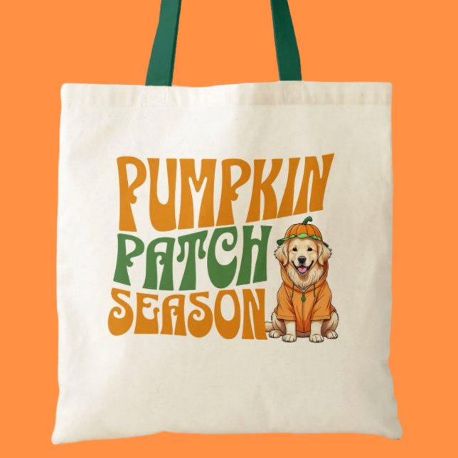 Tote Bag Saison citrouille Patch Golden Retriever Fall Shir (Pumpkin Patch Season Golden Retriever Fall Shirt Tote Bag)