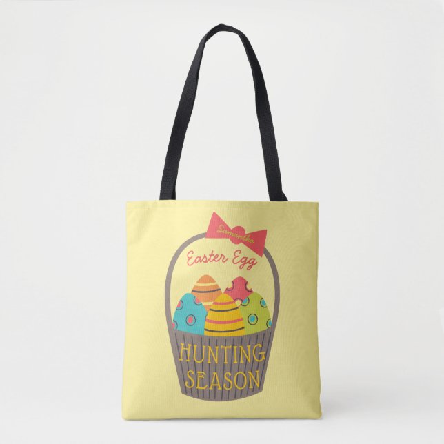 Tote Bag Saison de chasse aux oeufs de Pâques, panier avec  (Devant)
