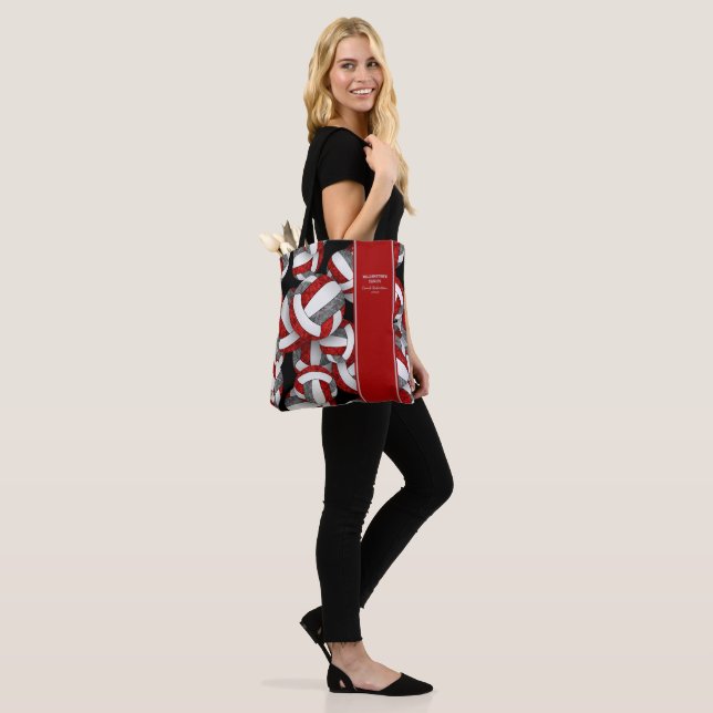Tote Bag saison rouge gris volley-ball équipe couleurs cade (Sur le modèle)