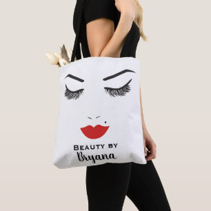 Tote Bag Salon de maquillage beauté visage cils et lèvres r