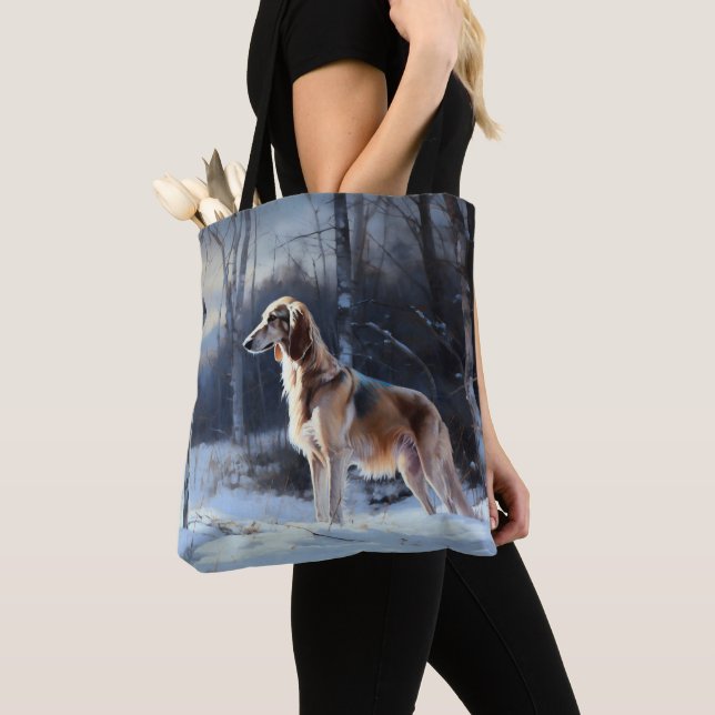 Tote Bag Saluki Laisser neiger Noël (De près)