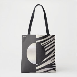 Tote Bag "Salut" rayures noires/blanches de zèbre