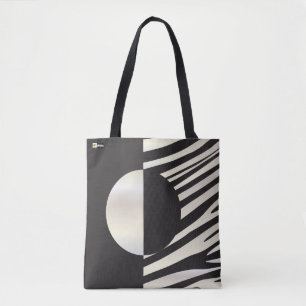 Tote Bag "Salut" rayures noires/blanches de zèbre