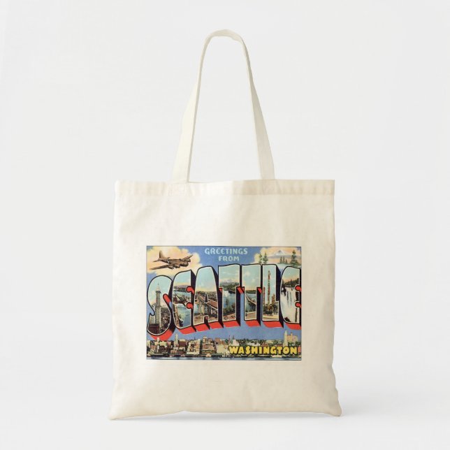 Tote Bag Salutations De Seattle, Washington États-Unis (Devant)