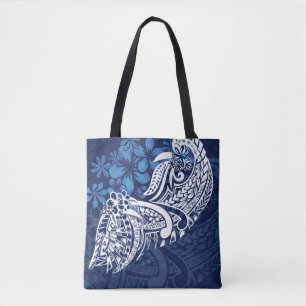 Tote Bag Samoan - Hawaïen - Tribal bleu polynésien Imprim