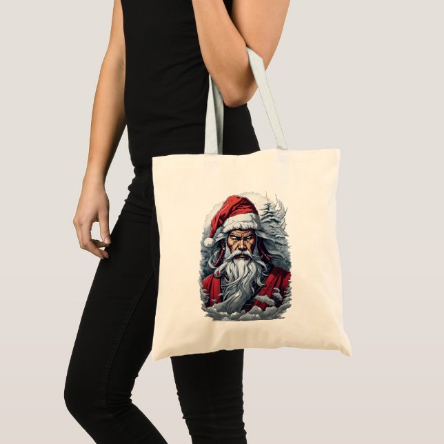 Tote Bag Samurai Père Noël Warrior Christmas Art Cadeau (Devant (produit))