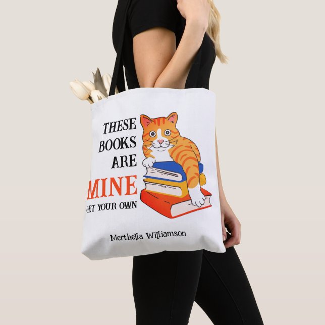 Tote Bag S'AMUSER CES LIVRES SONT À MOI Lecture Chat (De près)