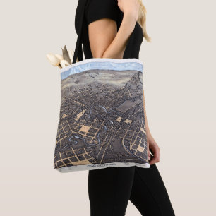 Tote Bag San Antonio, Texas, Antique Aerial City Map, 1873