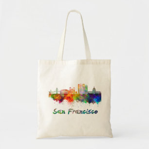 Tote Bag San Francisco V2 skyline en aquarelle