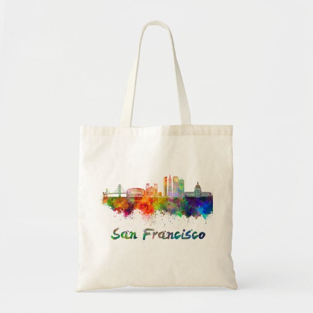 Tote Bag San Francisco V2 skyline en aquarelle (Devant)