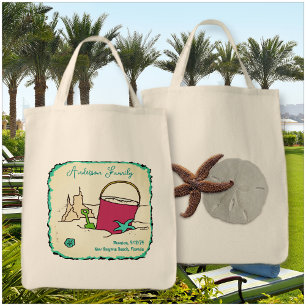 Tote Bag Sand Castle Beach Famille Personnalisée Réunion