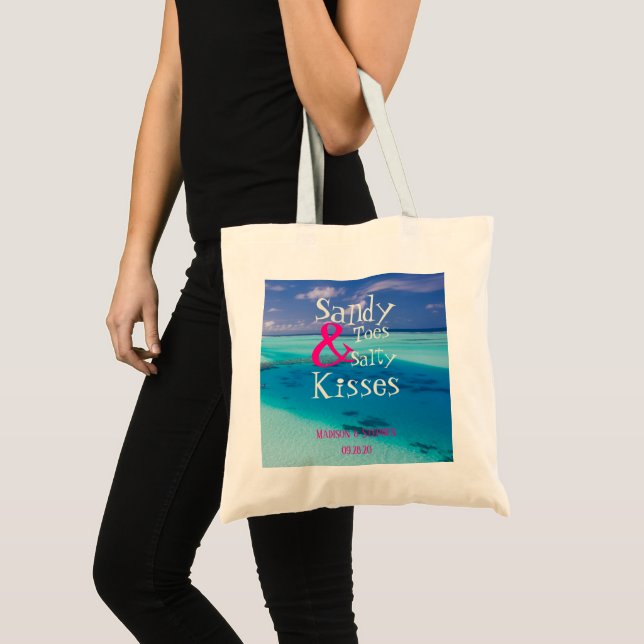 Tote Bag Sandy Toes et Salty Kisses Beach Wedding (Devant (produit))