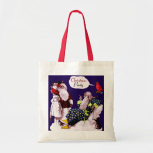 Tote Bag SANTA CLAUS, PETITE ANGEL & MERLIN Noël Party