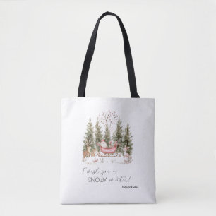 Tote Bag Santa Claus, Sleigh, Présents Noël de forêt