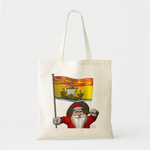 Tote Bag Santa Claus With Flag Of New Brunswick CDN