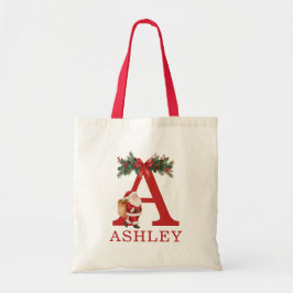 Tote Bag Santa Monogrammed and Name Family Matching
