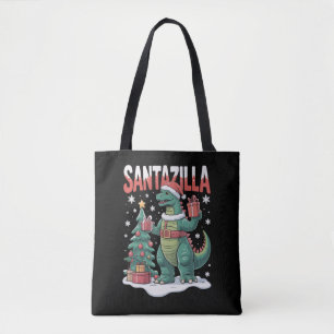 Tote Bag Santazilla Monstre Japonais Kaiju Xmas Dinosaure
