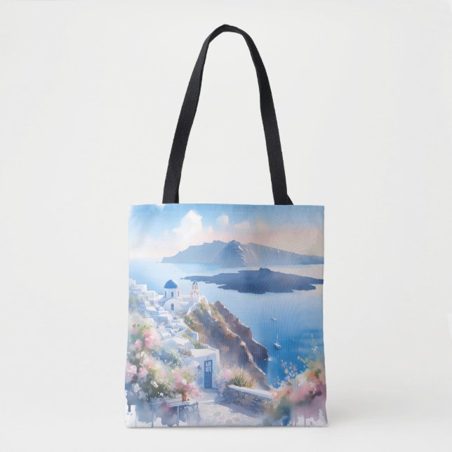 Tote Bag Santorin Classic Blue Mariage Anniversaire (Devant)