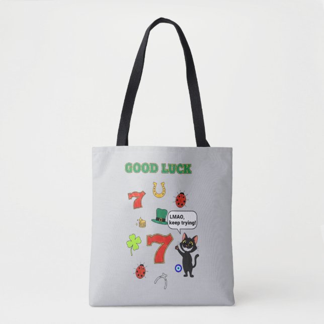 Tote Bag Sarcastic black cat &Lucky charms (Devant)