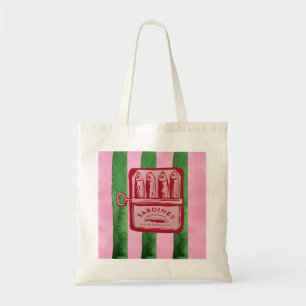 Tote Bag Sardine Poisson Aquarelle Amusante & Rayures