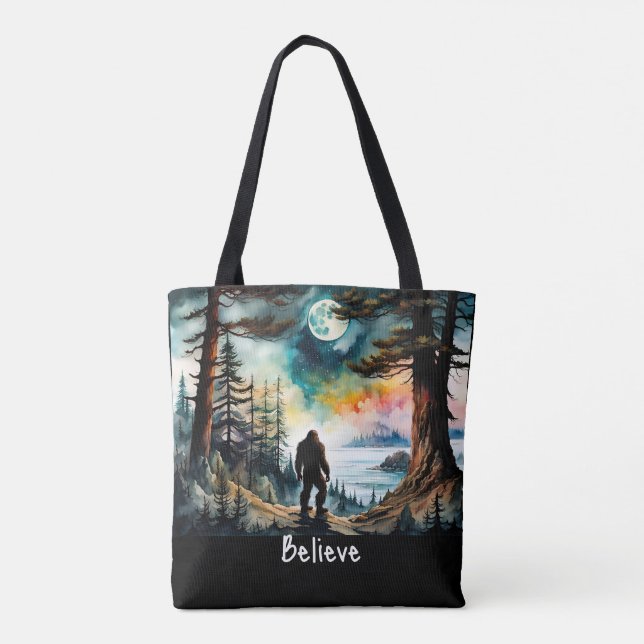 Tote Bag Sasquatch debout sur la crête surplombant l'océan (Dos)