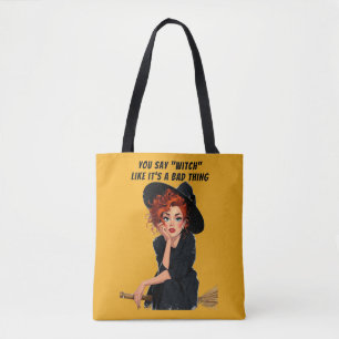 Tote Bag Sassy Witch Halloween Design
