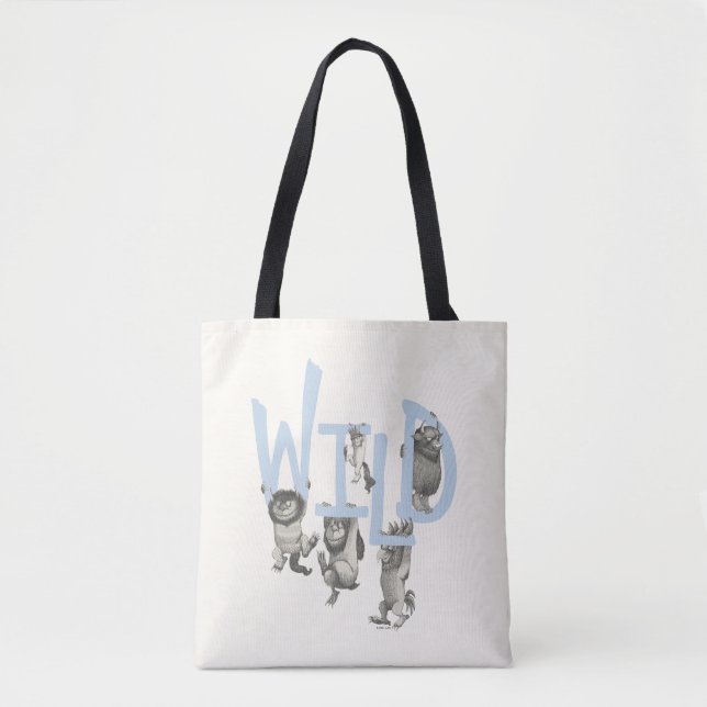 Tote Bag SAUVAGE | Wild Things et Max - Bleu (Devant)