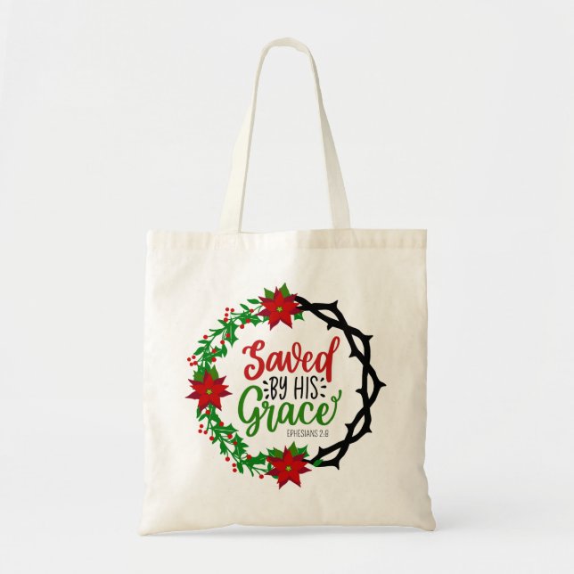 Tote Bag Sauvé par Sa Grace Christmas Wreath (Devant)