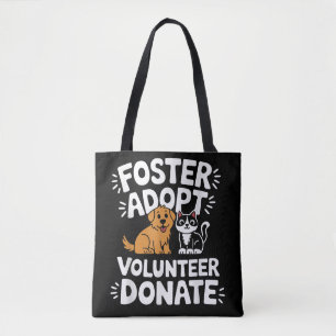 Tote Bag Sauver les animaux en refuge Adopter Donner Bénévo