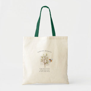 Tote Bag Sauvez les abeilles Aquarelle Monogramme vert