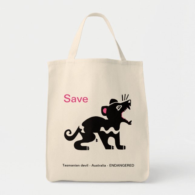 Tote Bag Sauvez les diables de Tasmanie - Australie - Marsu (Devant)