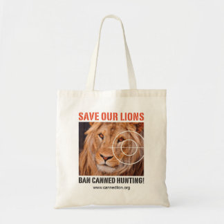 Tote Bag Sauvez nos lions - interdisez la chasse en boîte -