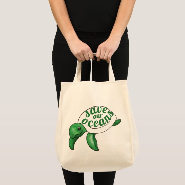 Tote Bag Sauvez nos océans Cute Turtle (Devant (produit))