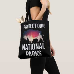 Tote Bag Sauvez nos parcs nationaux rétro Bison Explorer Ré