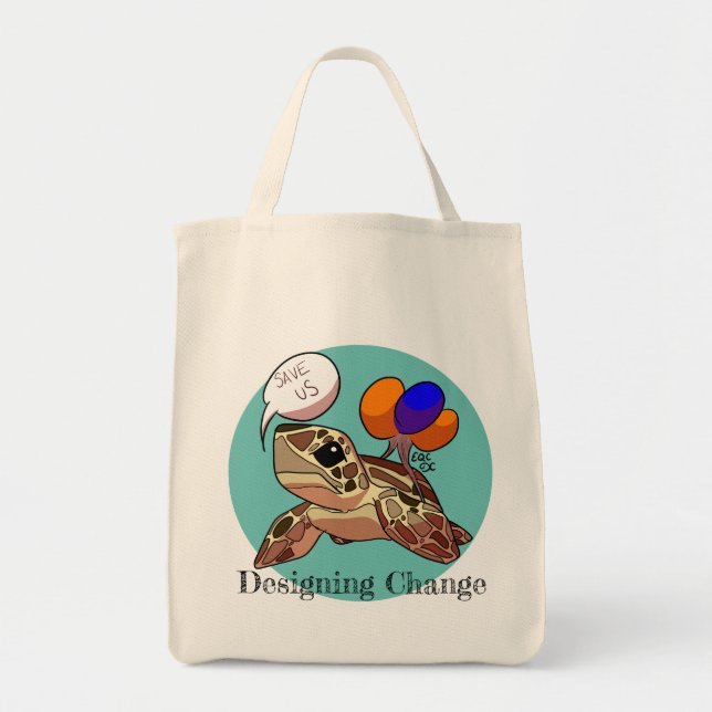 Tote Bag "Sauvez-nous" tortue de mer (Devant)