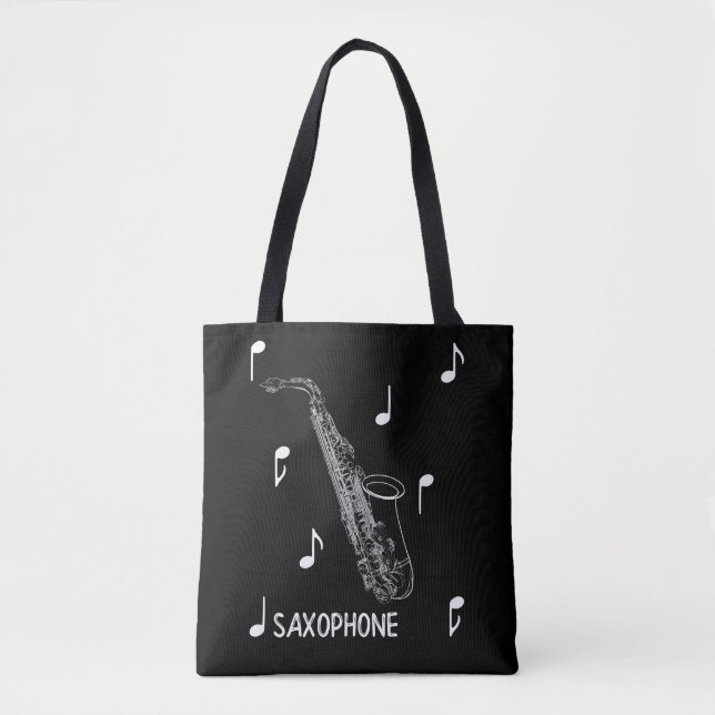 Tote Bag Saxophone de notes musicales (Devant)