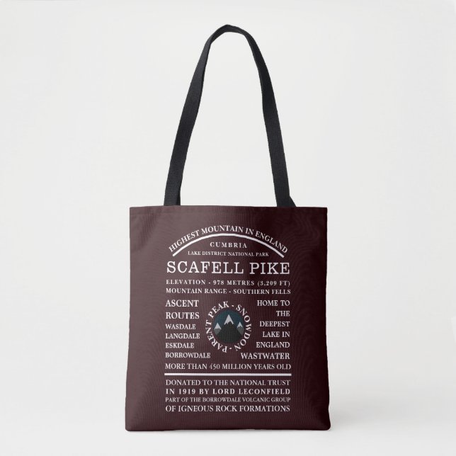 Tote Bag Scafell Pike, Information sur l'expédition en mont (Devant)