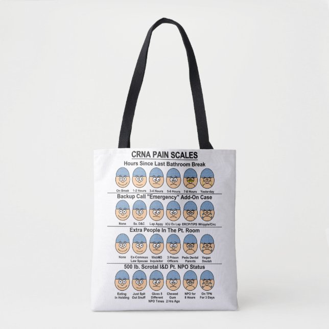 Tote Bag Scales de douleur d'anesthésie CRNA (Devant)