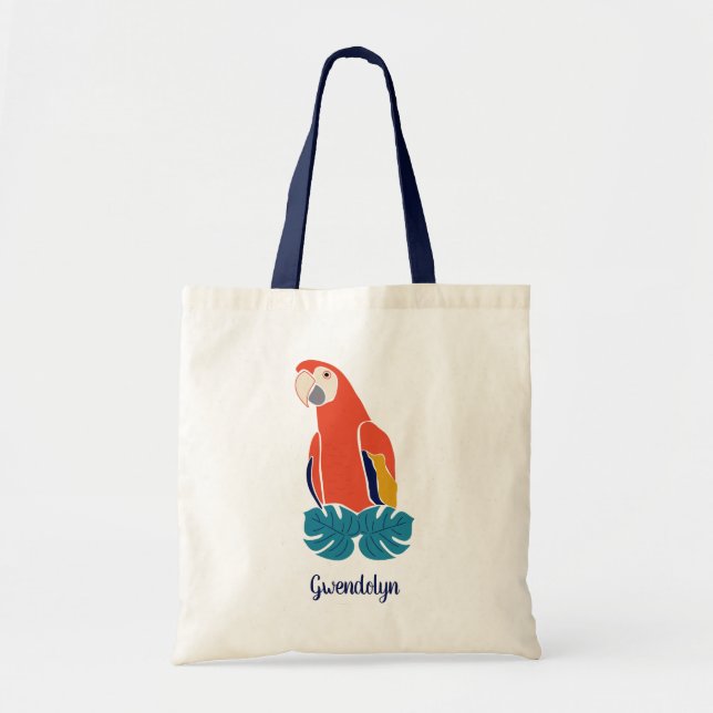Tote Bag Scarlet Macaw en rouge Personnalisé (Devant)