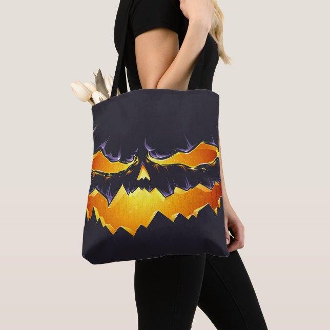 Tote Bag Scary Black Jack O'lantern (De près)