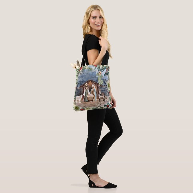 Tote Bag Scène de la Nativité, Joy to the World, (Sur le modèle)