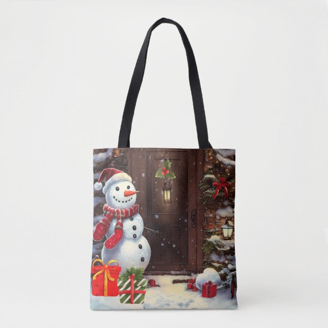 Tote Bag Scène de Noël de Snowman (Devant)