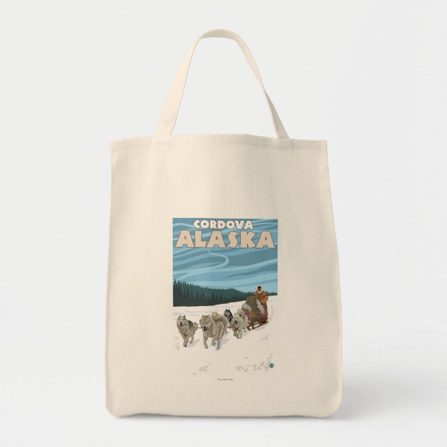 Tote Bag Scène de traînée de chien - Cordova, Alaska (Devant)