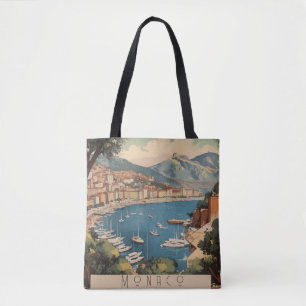 Tote Bag Scène de voyage vintage à Monaco avec texte person