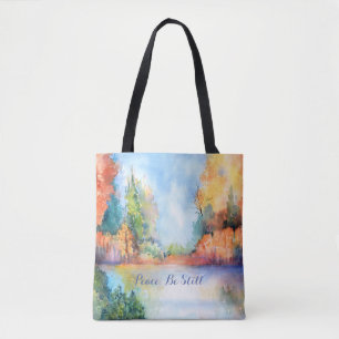 Tote Bag Scène du lac d'automne Inspirational Fourre-tout