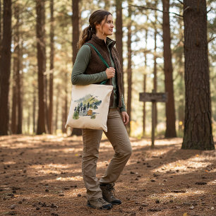 Tote Bag Scène forestière à l'aquarelle