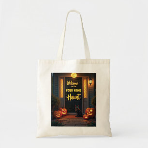 Tote Bag Scène Maison hantée Personnalisée Halloween Fourre